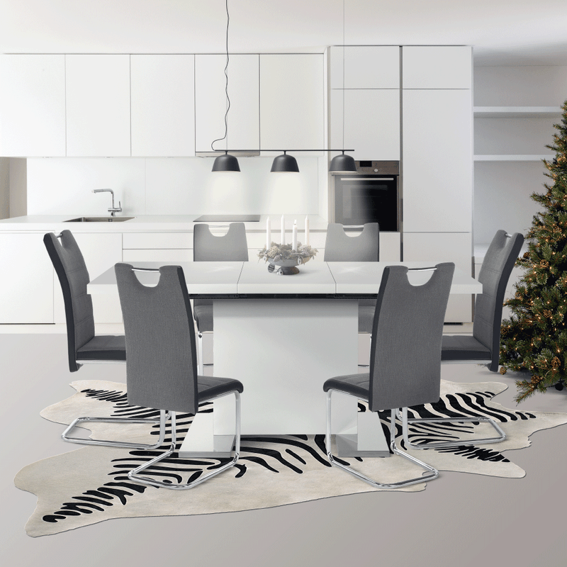 Casa si Gradina - Mobilier - Mese si birouri - Mese bucatarie si dining - Masa dining, alba HG, 120-160x80 cm, IRAKOL - Infinity.ro