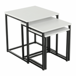 Casa si Gradina - Mobilier - Mese si birouri - Masute de cafea - Set 3 masute de cafea, alb mat/negru, KASTLER TYP 3 - Infinity.ro