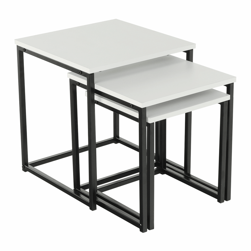 Casa si Gradina - Mobilier - Mese si birouri - Masute de cafea - Set 3 masute de cafea, alb mat/negru, KASTLER TYP 3 - Infinity.ro