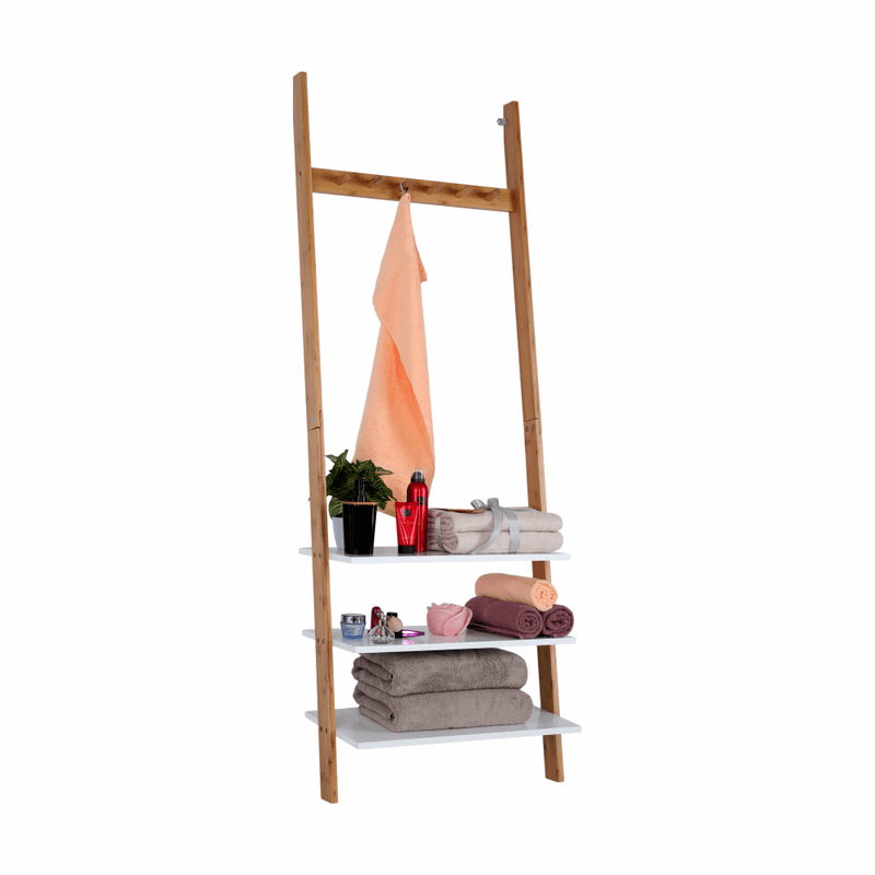 Casa si Gradina - Mobilier - Organizare si depozitare - Cuiere - Cuier cu rafturi, alb/bambus, MARIKE TYP 2 - Infinity.ro