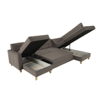 Casa si Gradina - Mobilier - Canapele si coltare - Coltare - Coltar, material textil gri maroniu TAUPE, model stanga, BRIDGET - Infinity.ro