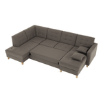 Casa si Gradina - Mobilier - Canapele si coltare - Coltare - Coltar, material textil gri maroniu TAUPE, model dreapta, BRIDGET - Infinity.ro