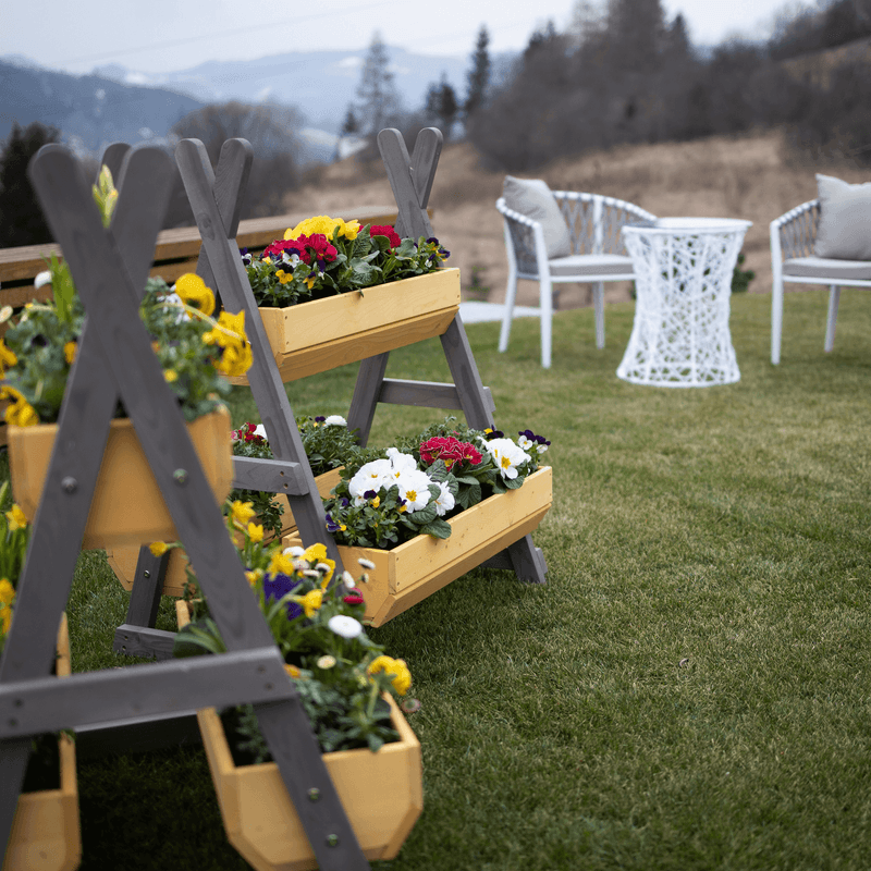 Casa si Gradina - Gradinarit si plante - Plante si ghivece - Ghivece si suporturi - Suport pentru flori din lemn, natural / gri, BERON - Infinity.ro