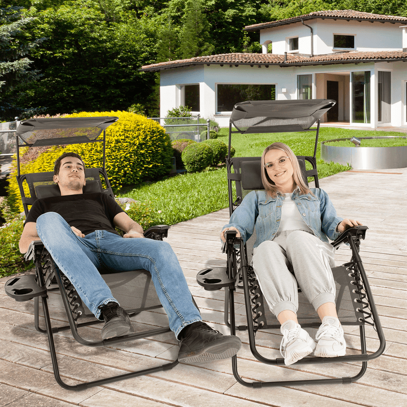 Casa si Gradina - Gradina si terasa - Mobilier exterior - Scaune si sezlonguri gradina - Set de 2 scaune reglabile de gradina, gri, KASPIAN - Infinity.ro