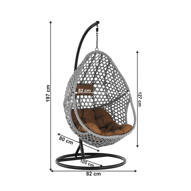 Casa si Gradina - Gradina si terasa - Mobilier exterior - Scaune si sezlonguri gradina - Scaun suspendat gri / negru / maro, NEUL - Infinity.ro