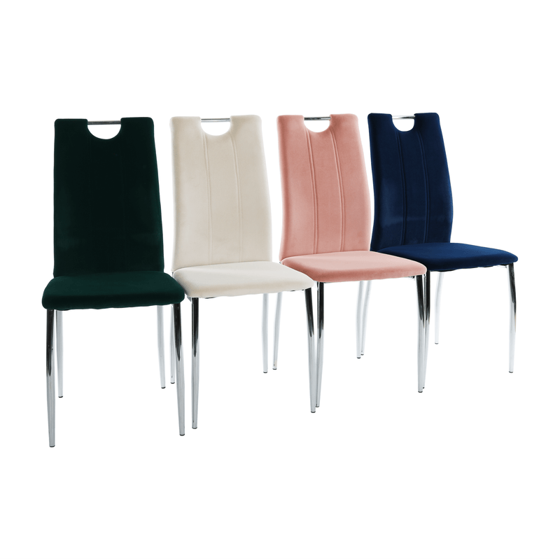 Casa si Gradina - Mobilier - Scaune si fotolii - Scaune - Scaun de masa, tesatura albastra din catifea / crom, OLIVA NEW - Infinity.ro