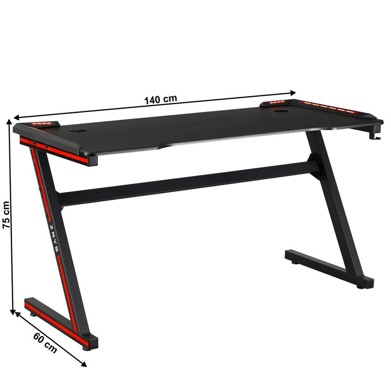 Casa si Gradina - Mobilier - Mese si birouri - Mese bucatarie si dining - Masa de joc / masa pentru computer, cu iluminare LED RGB, negru / rosu, MACKENZIE 140cm - Infinity.ro