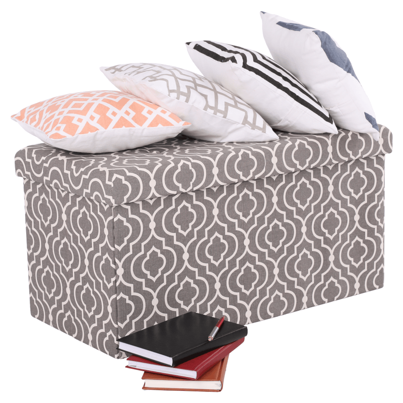 Casa si Gradina - Mobilier - Scaune si fotolii - Tabureti - Taburet pliabil, material gri/alb cu model, FARGO - Infinity.ro