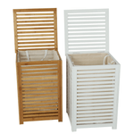 Casa si Gradina/Sanitare/Suporturi si accesorii baie/Accesorii baie - Cos de rufe, bambus lacuit/alb/bej, BASKET - Infinity.ro
