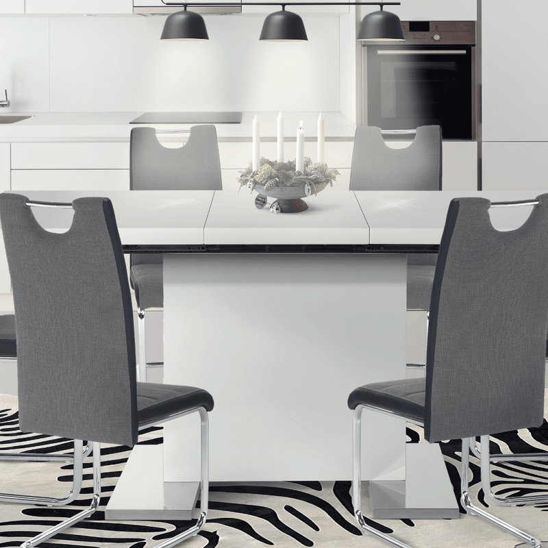 Casa si Gradina - Mobilier - Mese si birouri - Mese bucatarie si dining - Masa dining, alba HG, 120-160x80 cm, IRAKOL - Infinity.ro