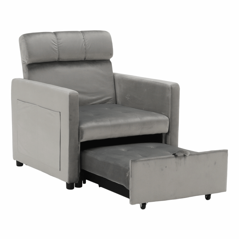 Casa si Gradina - Mobilier - Scaune si fotolii - Fotolii - Fotoliu extensibil, catifea Velvet gri deschis, IGRIM - Infinity.ro
