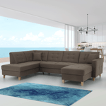Casa si Gradina - Mobilier - Canapele si coltare - Coltare - Coltar, material textil gri maroniu TAUPE, model dreapta, BRIDGET - Infinity.ro