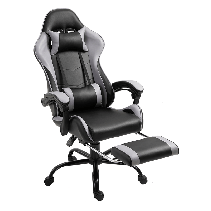 Casa si Gradina - Mobilier - Scaune si fotolii - Fotolii - Fotoliu birou/gaming cu suport pentru picioare, negru/gri, TARUN - Infinity.ro
