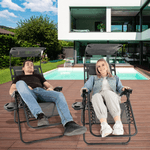 Casa si Gradina - Gradina si terasa - Mobilier exterior - Scaune si sezlonguri gradina - Set de 2 scaune reglabile de gradina, gri, KASPIAN - Infinity.ro