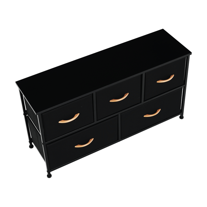 Casa si Gradina - Mobilier - Comode si corpuri - Comode - Comoda cu sertare din material textil, negru/artar rosu, KESIDY TYP 3 - Infinity.ro