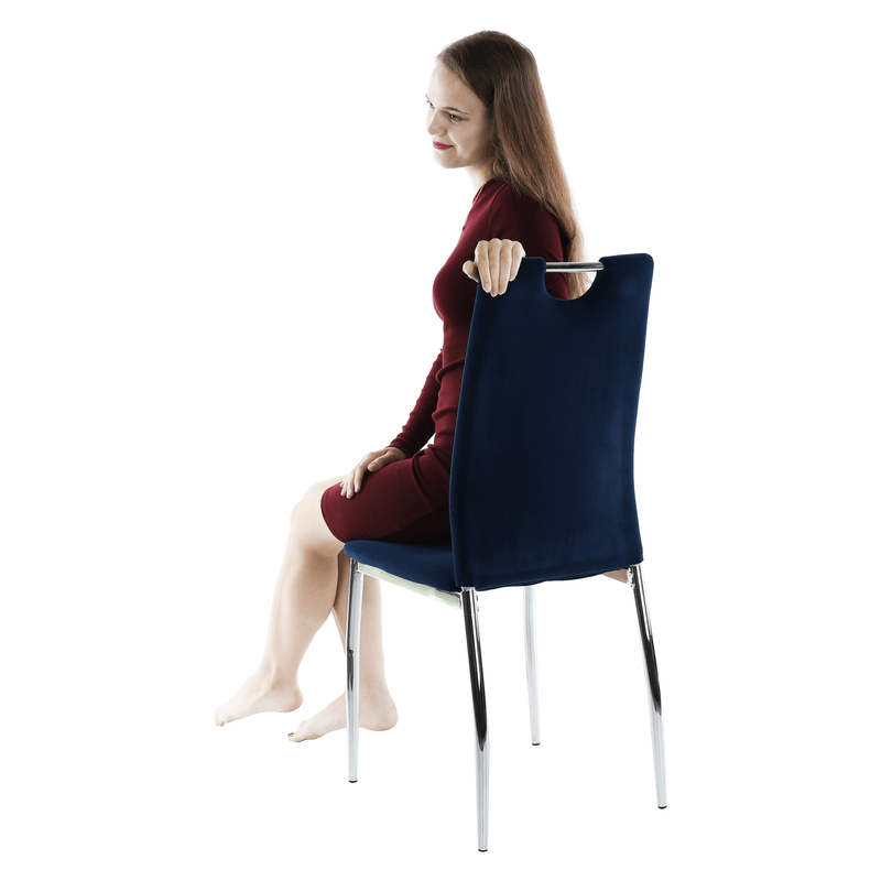 Casa si Gradina - Mobilier - Scaune si fotolii - Scaune - Scaun de masa, tesatura albastra din catifea / crom, OLIVA NEW - Infinity.ro