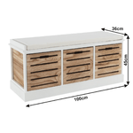 Casa si Gradina - Mobilier - Organizare si depozitare - Bancute - Banca cu 3 sertare, alb/miere, TEDRA NEW - Infinity.ro