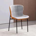 Casa si Gradina - Mobilier - Scaune si fotolii - Scaune - Scaun de masa, in carouri albe / stofa camel / piele ecologica, ADIANA - Infinity.ro