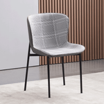 Casa si Gradina - Mobilier - Scaune si fotolii - Scaune - Scaun de luat masa, carouri alb-gri / tesatura gri inchis / piele ecologica, ADIANA - Infinity.ro