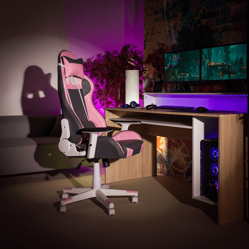 Casa si Gradina - Mobilier - Scaune si fotolii - Scaune - Scaun de birou / joc, roz / gri / alb, BARBIRE - Infinity.ro
