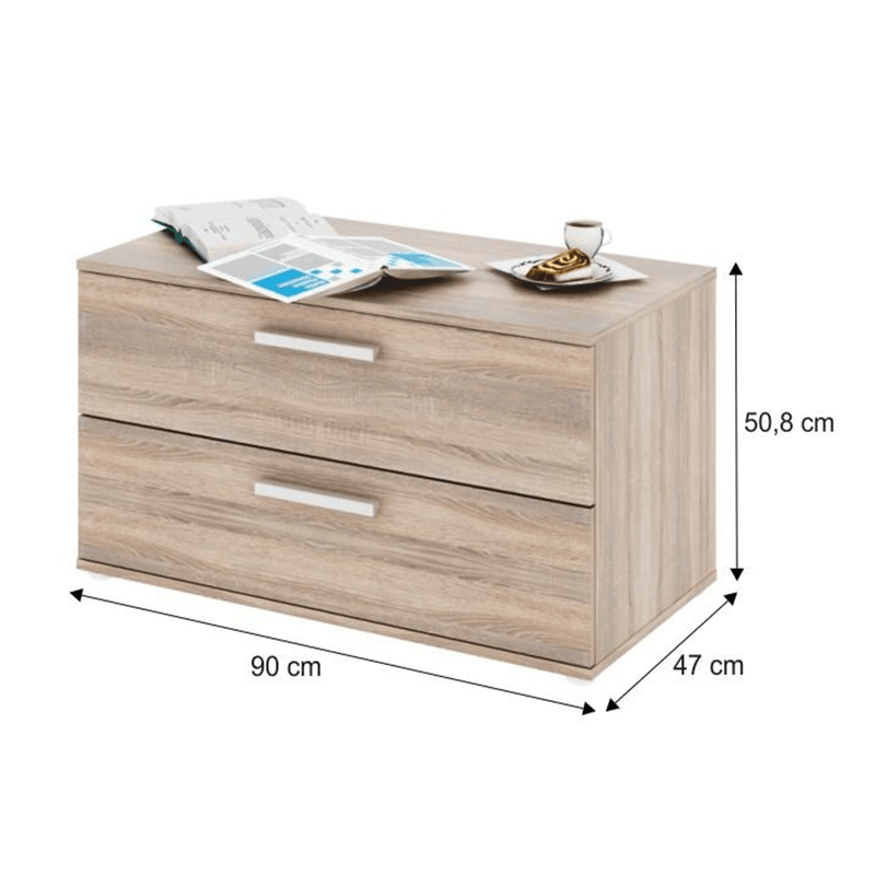 Casa si Gradina - Mobilier - Dulapuri si sifoniere - Dulapuri - Dulap mic cu 2 sertare, PAL melaminat, stejar sonoma, DUNAJ TYP 8 - Infinity.ro