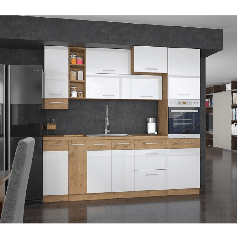 Casa si Gradina - Mobilier - Comode si corpuri - Corpuri bucatarie - Usa pentru masina de spalat vase incorporata, stejar Lancelot/alb extra lucios HG, VEGA ZM 570x446 - Infinity.ro