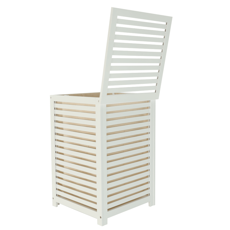 Casa si Gradina/Sanitare/Suporturi si accesorii baie/Accesorii baie - Cos de rufe, bambus lacuit/alb/bej, BASKET - Infinity.ro