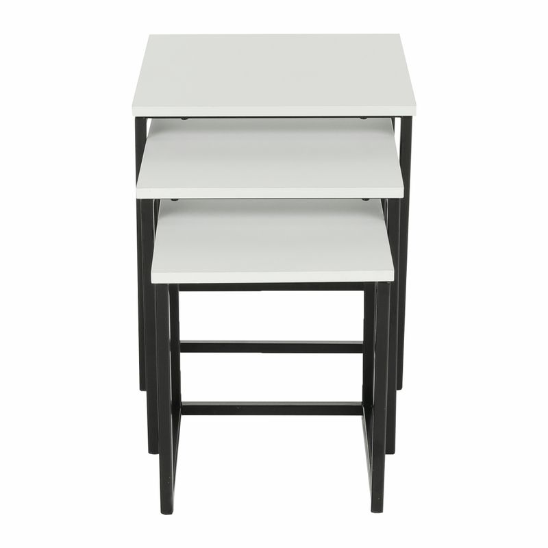Casa si Gradina - Mobilier - Mese si birouri - Masute de cafea - Set 3 masute de cafea, alb mat/negru, KASTLER TYP 3 - Infinity.ro