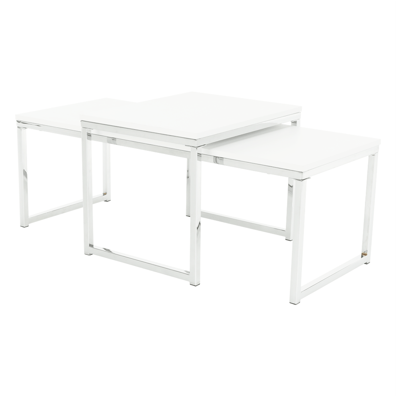 Casa si Gradina - Mobilier - Mese si birouri - Masute de cafea - Set 2 masute de cafea, alb mat/crom, MAGNO TYP 2 - Infinity.ro