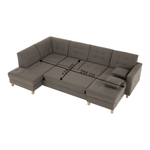 Casa si Gradina - Mobilier - Canapele si coltare - Coltare - Coltar, material textil gri maroniu TAUPE, model dreapta, BRIDGET - Infinity.ro