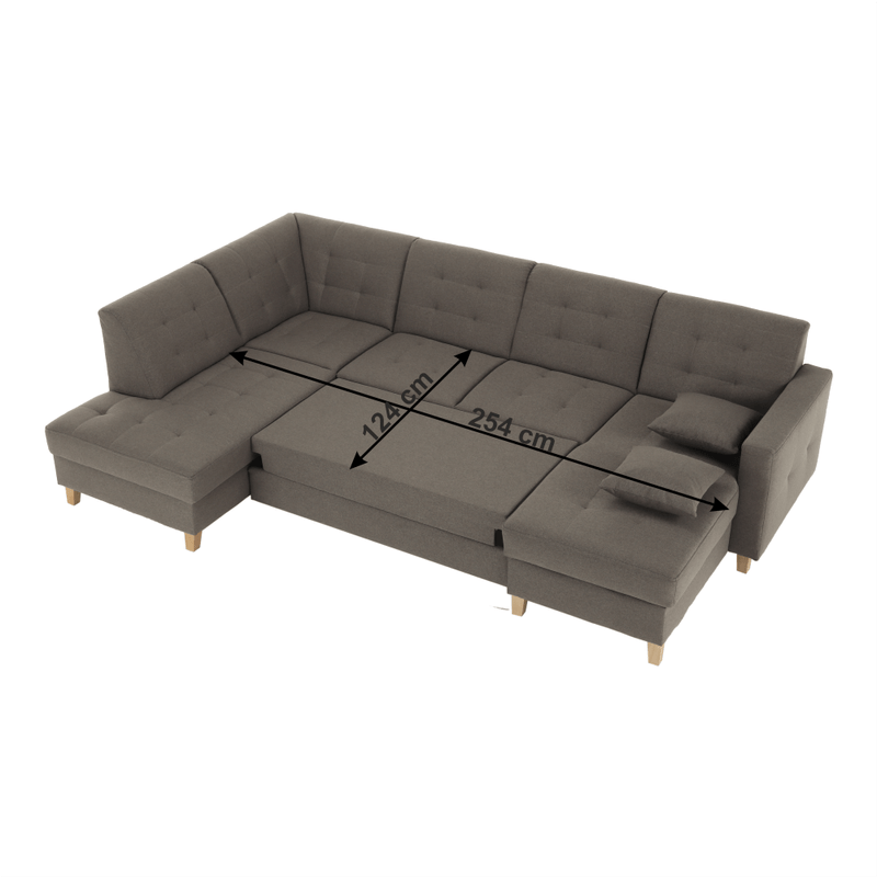 Casa si Gradina - Mobilier - Canapele si coltare - Coltare - Coltar, material textil gri maroniu TAUPE, model dreapta, BRIDGET - Infinity.ro