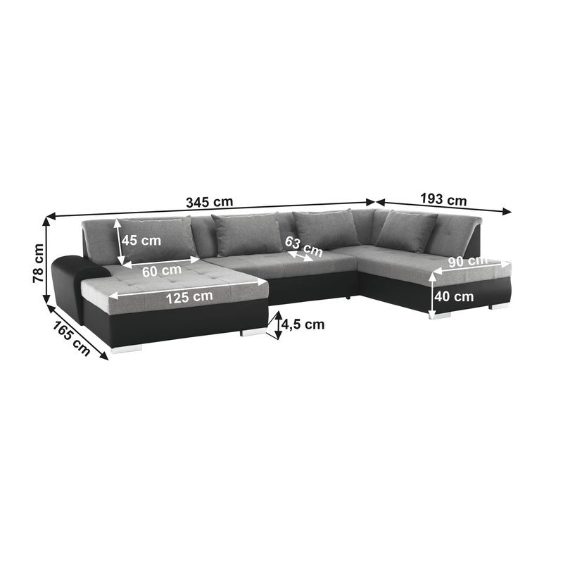 Casa si Gradina - Mobilier - Canapele si coltare - Canapele - Canapea, gri/negru, model dreapta, LIBERTO U - Infinity.ro