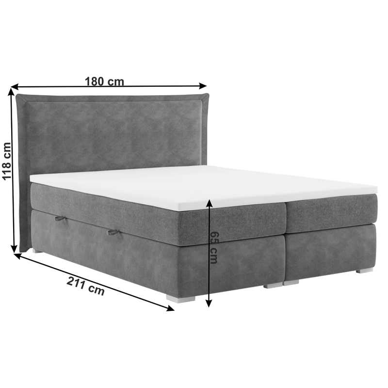 Casa si Gradina - Mobilier - Paturi si accesorii - Paturi - Pat boxspring, gri, 180x200, MEGAN - Infinity.ro