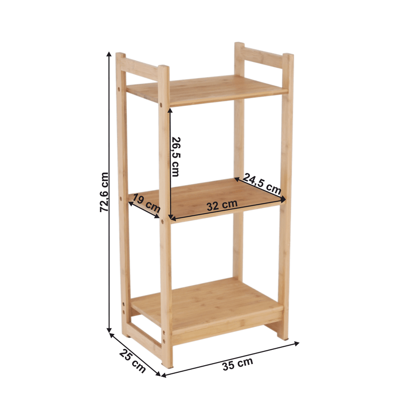 Casa si Gradina - Mobilier - Biblioteci si rafturi - Rafturi - Polita cu 3 rafturi, bambus natural, IMPEROR TIP 1 - Infinity.ro