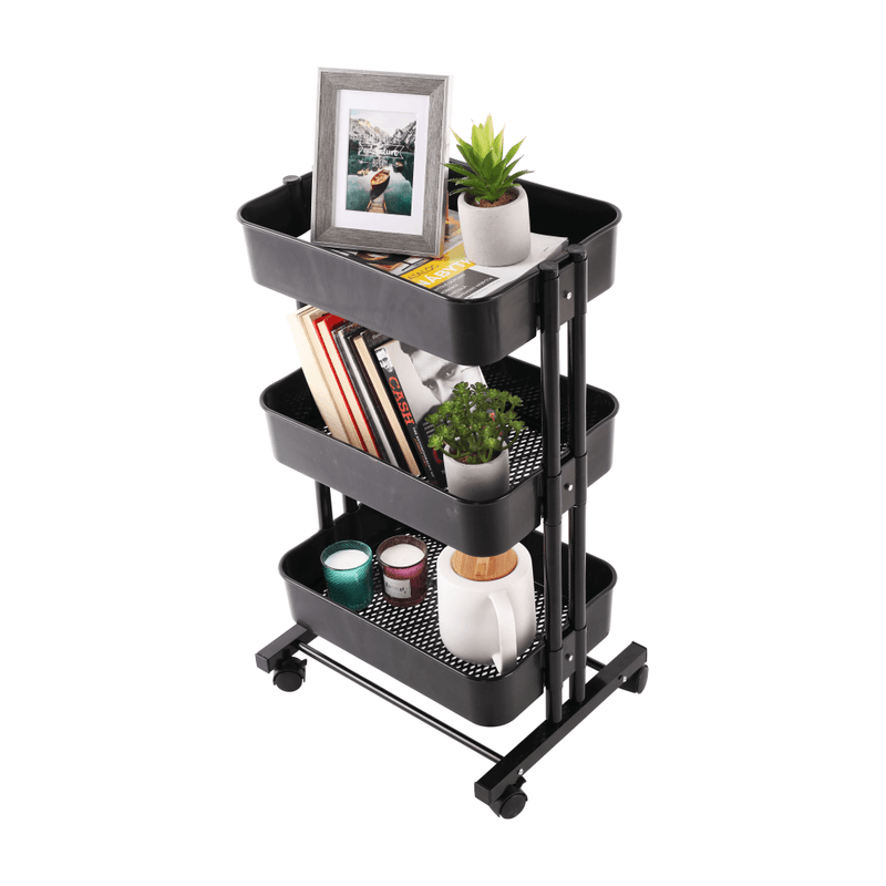Casa si Gradina - Mobilier - Biblioteci si rafturi - Etajere - Etajera mobila, negru, VERNON - Infinity.ro