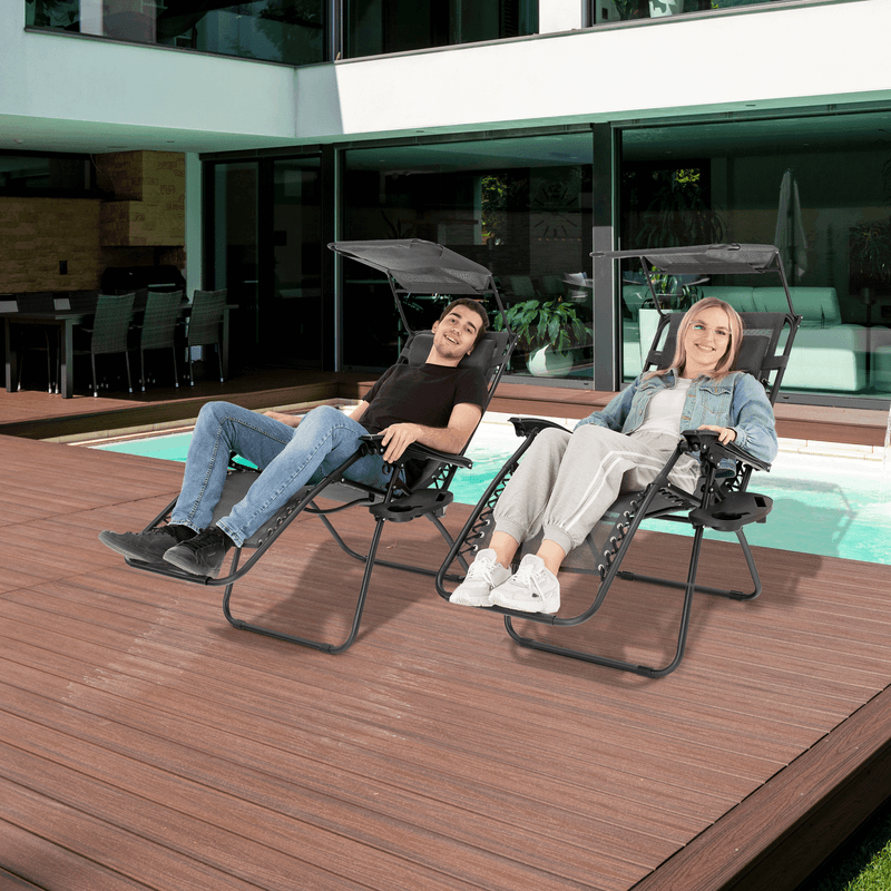 Casa si Gradina - Gradina si terasa - Mobilier exterior - Scaune si sezlonguri gradina - Set de 2 scaune reglabile de gradina, gri, KASPIAN - Infinity.ro