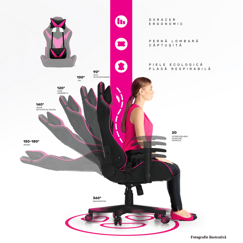Casa si Gradina - Mobilier - Scaune si fotolii - Scaune - Scaun de birou / joc cu iluminare RGB, model negru / alb / culoare, ZOPA - Infinity.ro