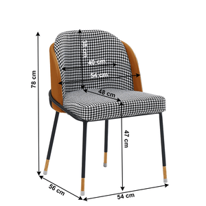 Scaun de luat masa, model alb-negru / piele ecologica camel, KIRNA