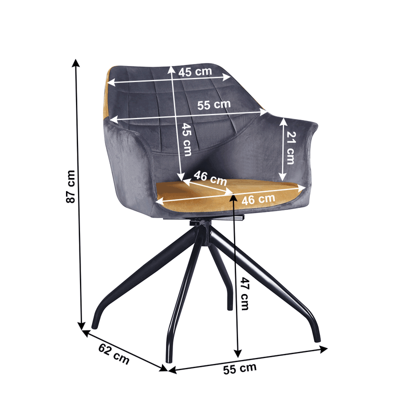 Casa si Gradina - Mobilier - Scaune si fotolii - Scaune - Scaun pivotant, gri, tesatura de catifea camel / negru, RATOKO - Infinity.ro