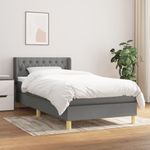 Casa si Gradina - Mobilier - Paturi si accesorii - Paturi - Pat box spring cu saltea, gri inchis, 90x190 cm, textil - Infinity.ro