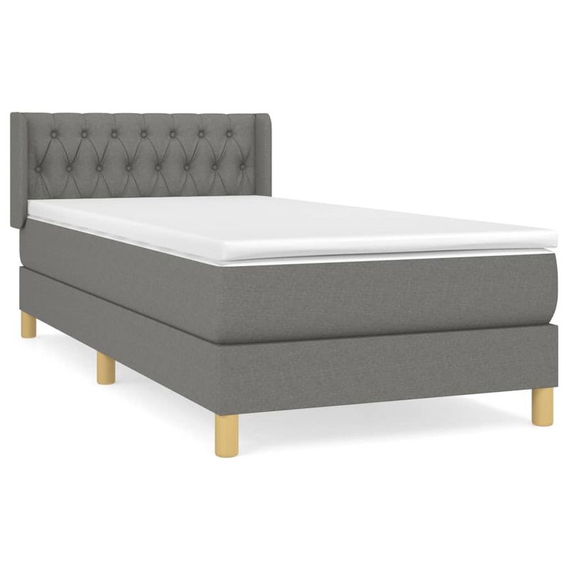 Casa si Gradina - Mobilier - Paturi si accesorii - Paturi - Pat box spring cu saltea, gri inchis, 90x190 cm, textil - Infinity.ro