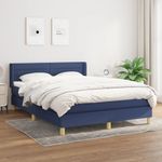 Casa si Gradina - Mobilier - Paturi si accesorii - Paturi - Pat box spring cu saltea, albastru, 140x200 cm, textil - Infinity.ro