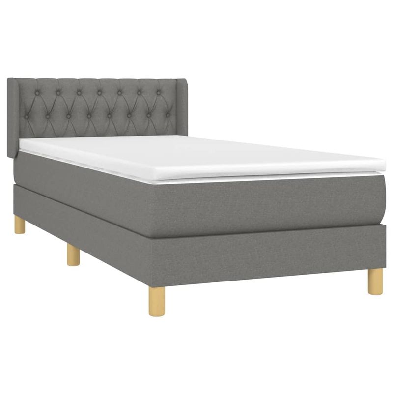 Casa si Gradina - Mobilier - Paturi si accesorii - Paturi - Pat box spring cu saltea, gri inchis, 90x190 cm, textil - Infinity.ro