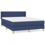 Casa si Gradina - Mobilier - Paturi si accesorii - Paturi - Pat box spring cu saltea, albastru, 140x200 cm, textil - Infinity.ro