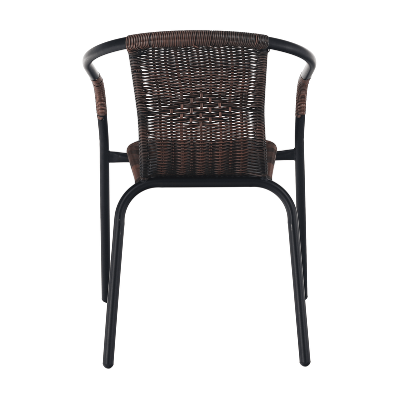 Casa si Gradina - Gradina si terasa - Mobilier exterior - Scaune si sezlonguri gradina - Scaun stivuibil, rachita sintetica maro/metal negru, DOREN - Infinity.ro