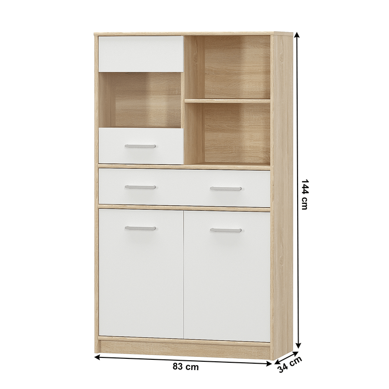 Casa si Gradina - Mobilier - Dulapuri si sifoniere - Dulapuri - Vitrina 2D1W1S/80, alb/stejar sonoma, TEYO - Infinity.ro