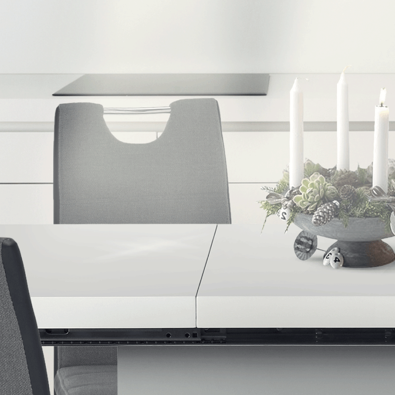 Casa si Gradina - Mobilier - Mese si birouri - Mese bucatarie si dining - Masa dining, alba HG, 120-160x80 cm, IRAKOL - Infinity.ro