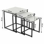 Casa si Gradina - Mobilier - Mese si birouri - Masute de cafea - Set 3 masute de cafea, alb mat/negru, KASTLER TYP 3 - Infinity.ro