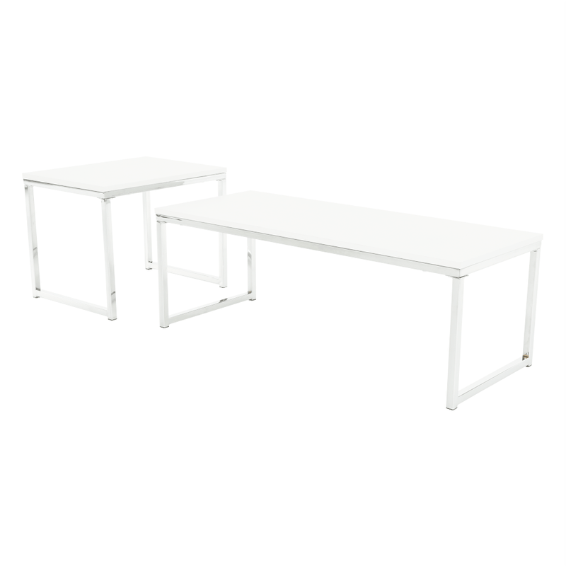 Casa si Gradina - Mobilier - Mese si birouri - Masute de cafea - Set 2 masute de cafea, alb mat/crom, MAGNO TYP 2 - Infinity.ro