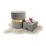 Casa si Gradina - Mobilier - Scaune si fotolii - Tabureti - Taburet, catifea Velvet gri maroniu/vopsea aurie, VIZEL - Infinity.ro